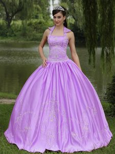 Lavender New Arrival Square Dresses for Quince with Appliques in Satin
