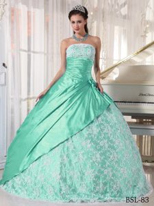 Apple Green Taffeta Lace Ball Gown Dresses for a Quinceanera 2014