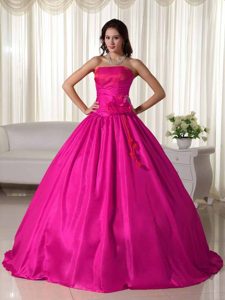Coral Red Ball Gown Strapless Taffeta Ruched Sweet 15 Dresses for Spring