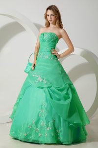 2013 Fashionable Ball Gown Chiffon Embroidery Quinceanera Dress in Green
