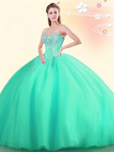 Colorful Tulle Sleeveless Floor Length Quinceanera Dress and Beading