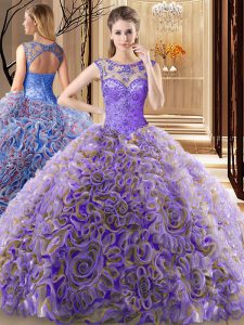 Scoop Multi-color Sleeveless Beading Lace Up Vestidos de Quinceanera