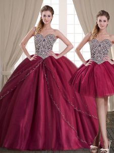Three Piece Sleeveless Beading Lace Up 15th Birthday Dress