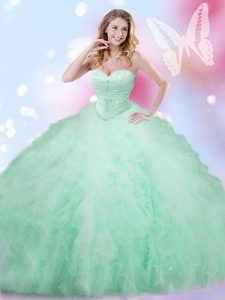 Flare Sleeveless Beading and Ruffles Lace Up Sweet 16 Quinceanera Dress