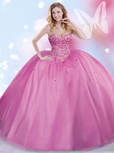Captivating Tulle Sweetheart Sleeveless Lace Up Beading Sweet 16 Dress in Lilac