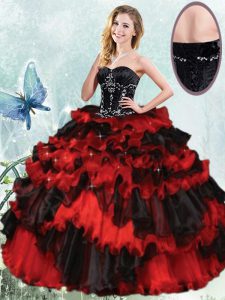 New Style Sleeveless Beading and Ruffled Layers Lace Up 15 Quinceanera Dress