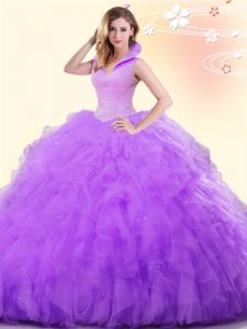 Dynamic Sleeveless Backless Floor Length Beading and Ruffles Quinceanera Gowns