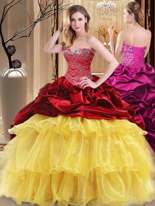 Beautiful Ball Gowns Vestidos de Quinceanera Multi-color Sweetheart Organza and Taffeta Sleeveless Floor Length Lace Up