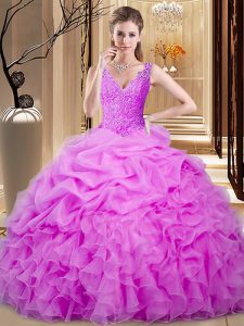 Pick Ups Floor Length Lilac Sweet 16 Dress Sweetheart Sleeveless Backless
