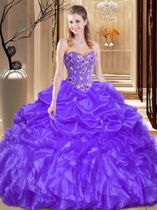 Customized Sleeveless Beading and Embroidery Lace Up 15th Birthday Dress