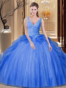 Cute Sleeveless Sequins and Pick Ups Backless Quinceanera Gowns
