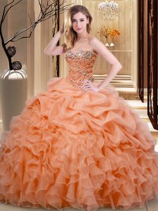 Amazing Sleeveless Lace Up Floor Length Beading and Ruffles and Pick Ups Vestidos de Quinceanera