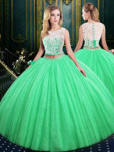 Scoop Lace Up Lace and Sequins Quinceanera Gown Sleeveless