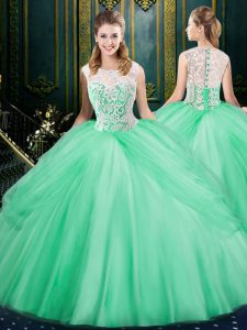 Pick Ups Floor Length Apple Green Sweet 16 Dresses Scoop Sleeveless Zipper