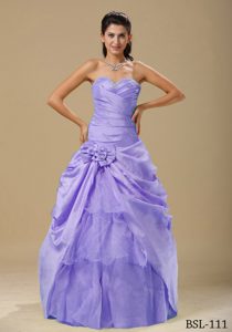 Magnificent Ruched Purple Sweet Sixteen Quinceanera Dress with Flowers