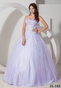 Lilac Charming Sweetheart Beaded Tulle Sweet Sixteen Dresses under 250