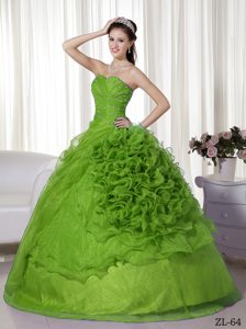 Classical Sweetheart Ruched and Beaded Quinceanera Gown in Light Green