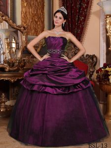 Purple Strapless Tulle and Taffeta Magnificent Quinceanera Gown Dresses