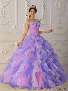 Multi-color Ruffled Fashionable Long Quince Dress with Flowers for Winter