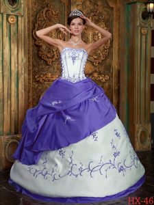 2013 Fabulous Purple and White Lace-up Satin Sweet 16 Dress under 250