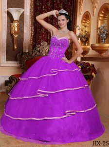 Classical Lavender Sweetheart Satin and Tulle Sweet 16 Dresses for Winter
