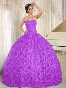 Bright Purple Sweetheart Ball Gown Quinceanera Dress with Embroidery and Sequin