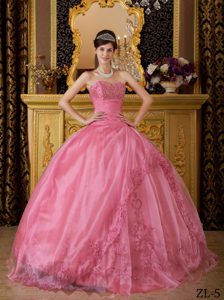 Rose Pink Ball Gown Sweetheart Quinceanera Dresses with Embroidery and Beads