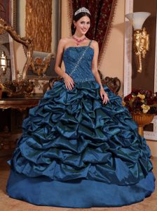 Pretty Beading and Ruching Sweet Sixteen Dress with Pick-ups and One Shoulder