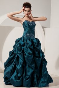 Turquoise A-line Sweetheart 2013 Quinceanera Gown with Beadings and Pick-ups