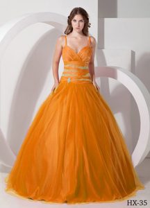 New Spaghetti Straps Beaded Quinceanera formal Dresses in Tulle on Sale