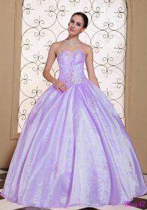 Lavender Beaded Sweetheart 2013 Quinceanera Dress in Taffeta and Organza
