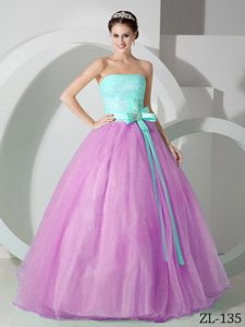 New Style Strapless Organza Best Sweet 16 Dresses with Sash and Ruching
