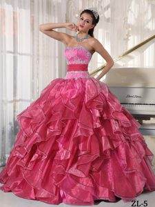 Unique Strapless Organza Appliqued Quinceanera Dress with Ruffled Layers