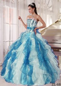 Colorful Strapless Organza Quinceanera Dresses with Beading and Ruffles