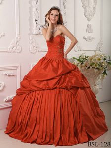 Exclusive Sweetheart Beaded Taffeta Quinceanera Dress for Custom Made