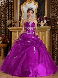 Strapless Organza and Satin Quinceanera Dresses with Appliques Decorated