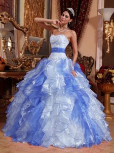 2014 Multicolor Sweetheart Organza Beaded and Ruched Quinceanera Dress