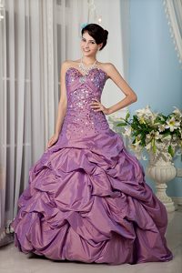 Sweetheart Taffeta Quinceanera Dress with Sequins and Pick-ups for Cheap