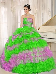 Stylish Colorful Sweetheart Quinceanera Dresses with Ruffles and Appliques