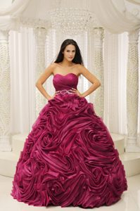 Red Sweetheart Beaded Quinceanera Dress with Rolling Flowers for Cheap