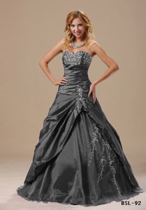 Princess Sweetheart Ruching Sweet 16 Quinceanera Dresses in Grey with Appliques