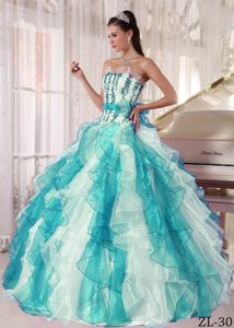 Multi-color Strapless Ruffles Beading Dress for Quinceanera in 2014