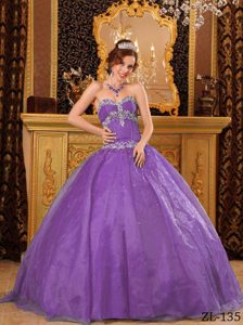 Lavender Sweetheart Discount Quinceanera Gown Dresses with Appliques