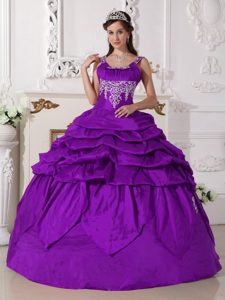 Purple Scoop Floor-length Taffeta Quinceanera formal Dress with Beading
