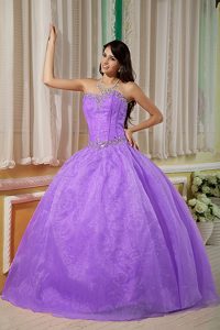 New Beaded Sweetheart Purple Quinceanera Dress in Organza with Lace Up