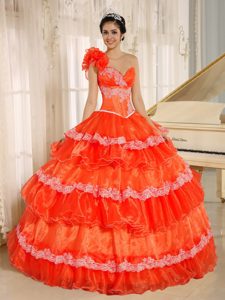 Vintage One Shoulder Quinceanera Dresses with Appliques and Ruffles