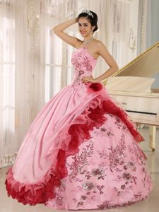 Gorgeous Appliqued Strapless Dresses for Quince in Organza and Taffeta