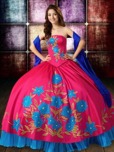 Multi-color Sleeveless Embroidery Floor Length Quinceanera Gowns