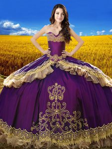 New Arrival Purple Sleeveless Floor Length Beading and Embroidery Lace Up Sweet 16 Dresses