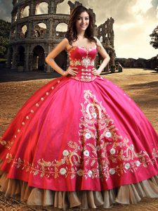 Gorgeous Taffeta Sleeveless Floor Length Sweet 16 Dress and Beading and Embroidery